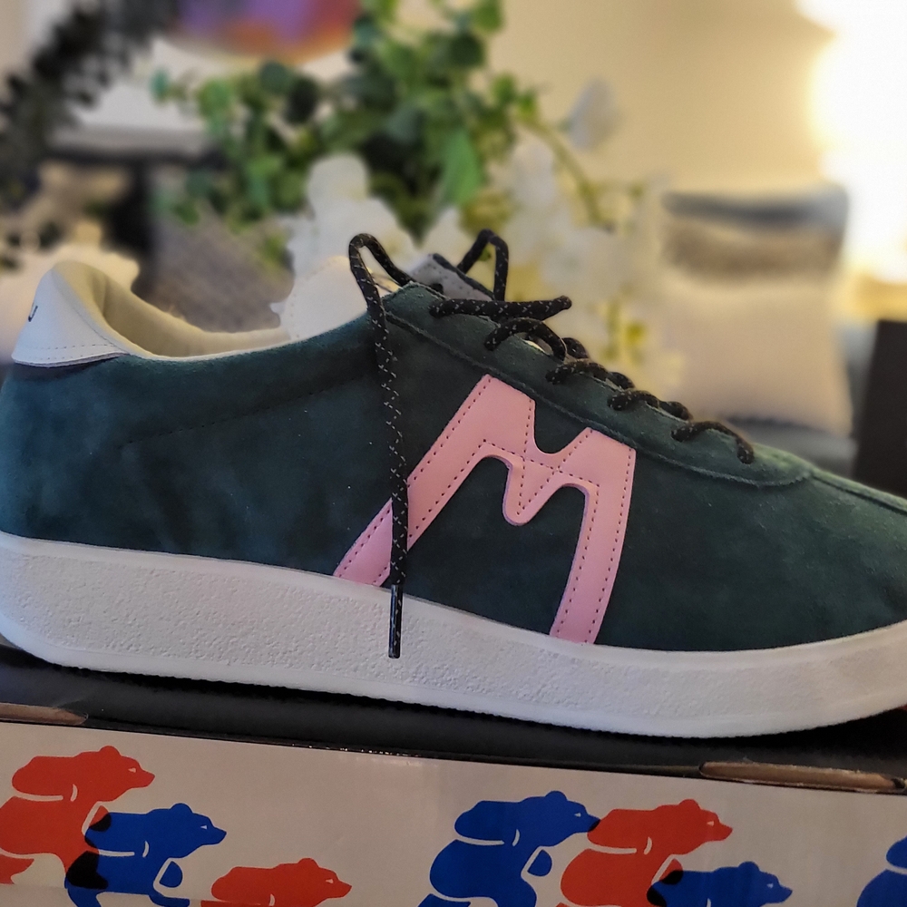 Karhu Green and Pink Suede Sneakers